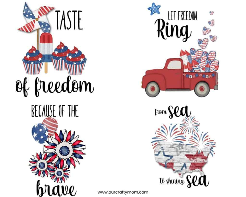 Free Printable Wall Art For 4Th Of July (Set Of 4 With Little Red with regard to Free Printable 4Th Of July Pictures