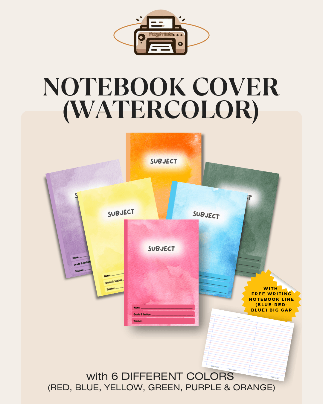 Free Printable Watercolor Notebook Covers - Eighteen25 intended for Free Printable Watercolor Notebook Covers