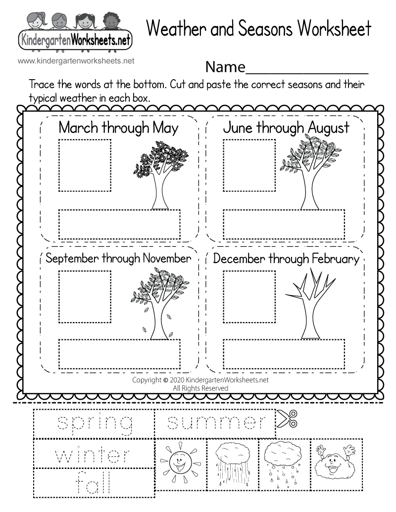 Free Printable Weather And Seasons Worksheet intended for Free Printable Seasons Worksheets For Kindergarten