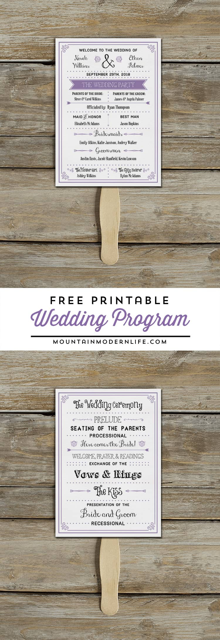 Free Printable Wedding Program | Mountainmodernlife regarding Free Printable Fan Wedding Programs