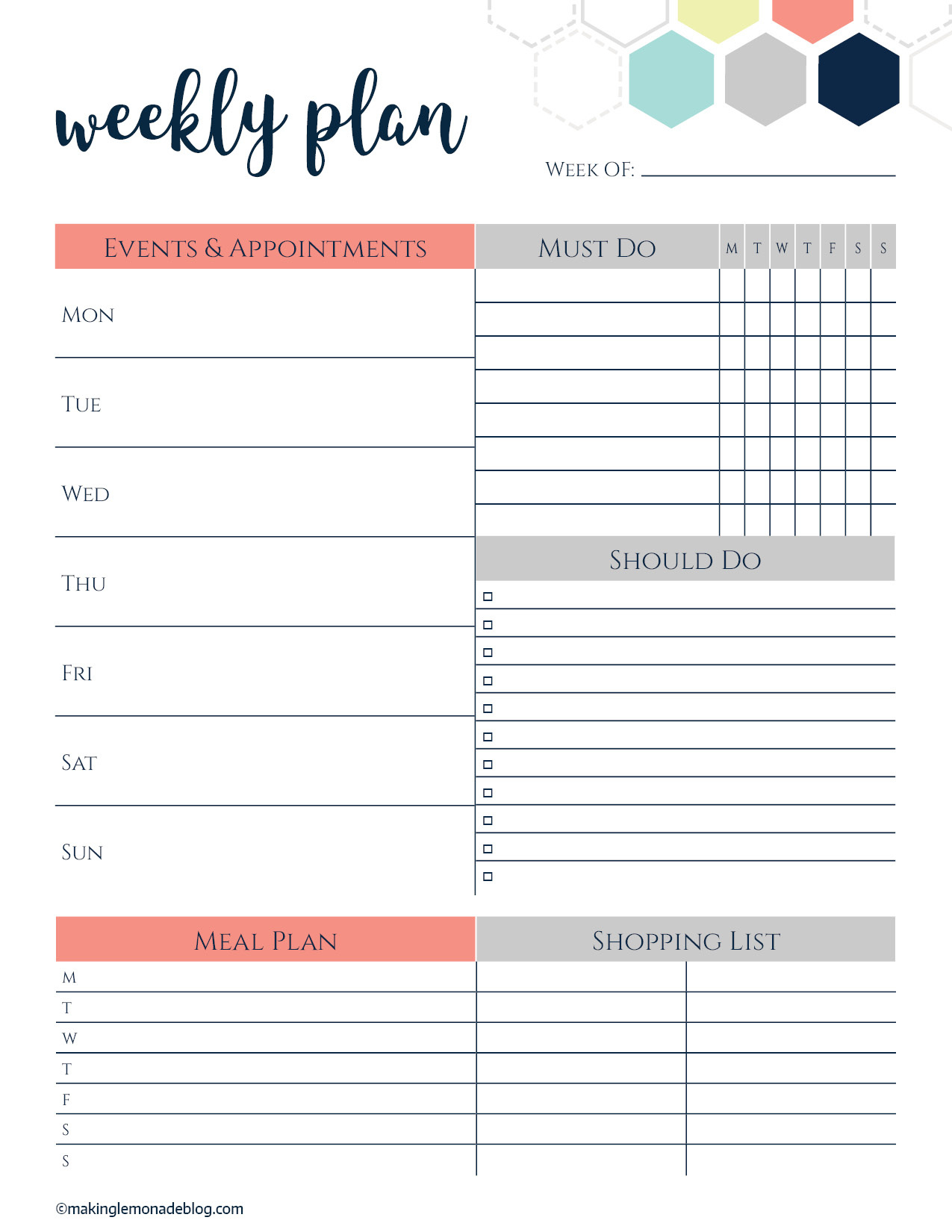 Free Printable Weekly Planner with Free Printable Weekly Schedule