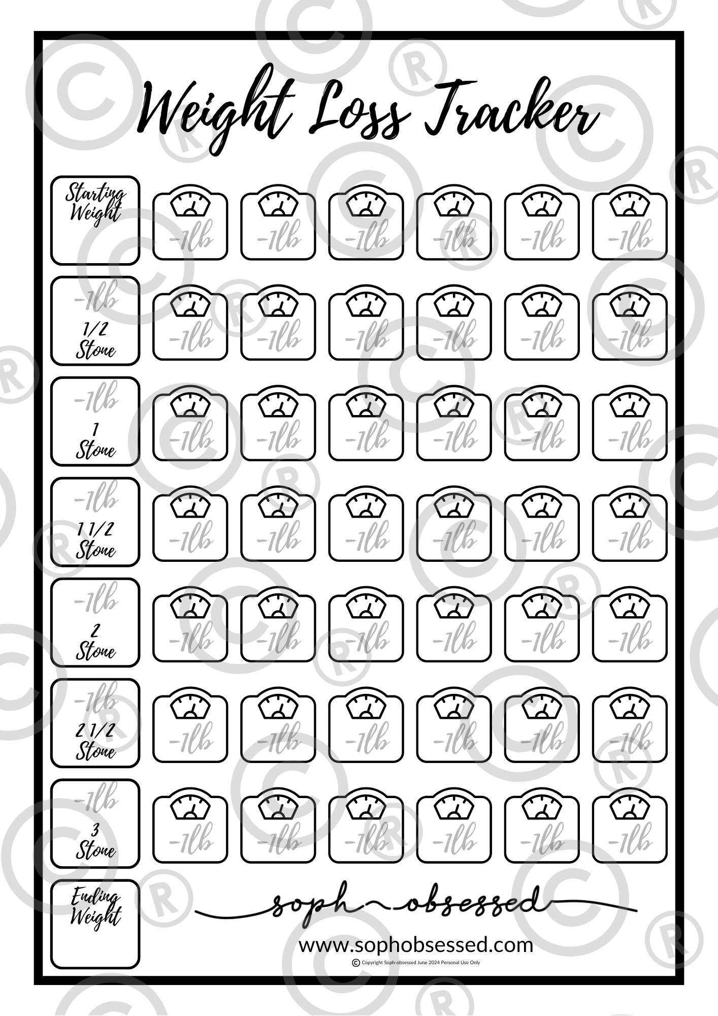 Free Printable Weight Loss Tracker That Works - Soph-Obsessed with regard to Printable Weight Loss Charts Free