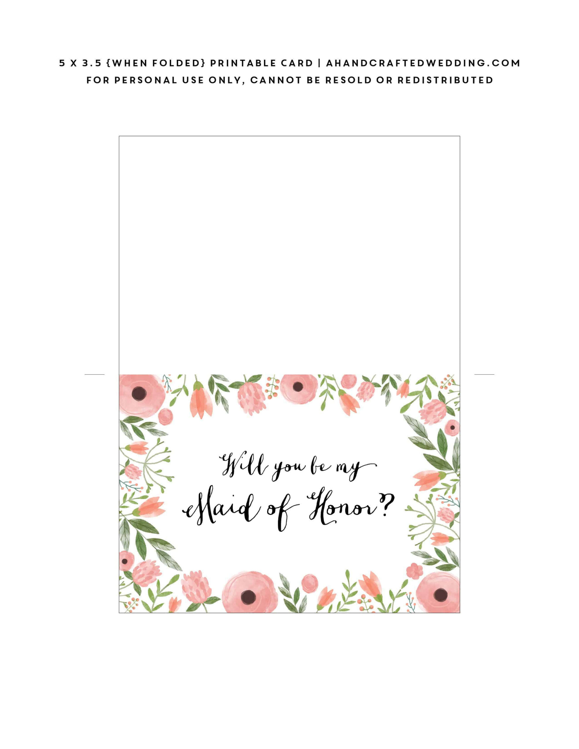 Free Printable Will You Be My Bridesmaid Card | Mountain Modern Life % within Free Printable Will You Be My Maid Of Honor Card
