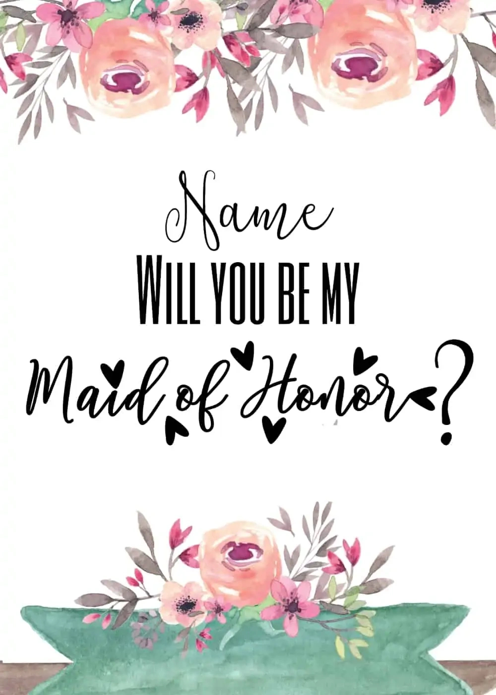 Free Printable Will You Be My Bridesmaid Cards And Ideas with Free Printable Will You Be My Maid Of Honor Card