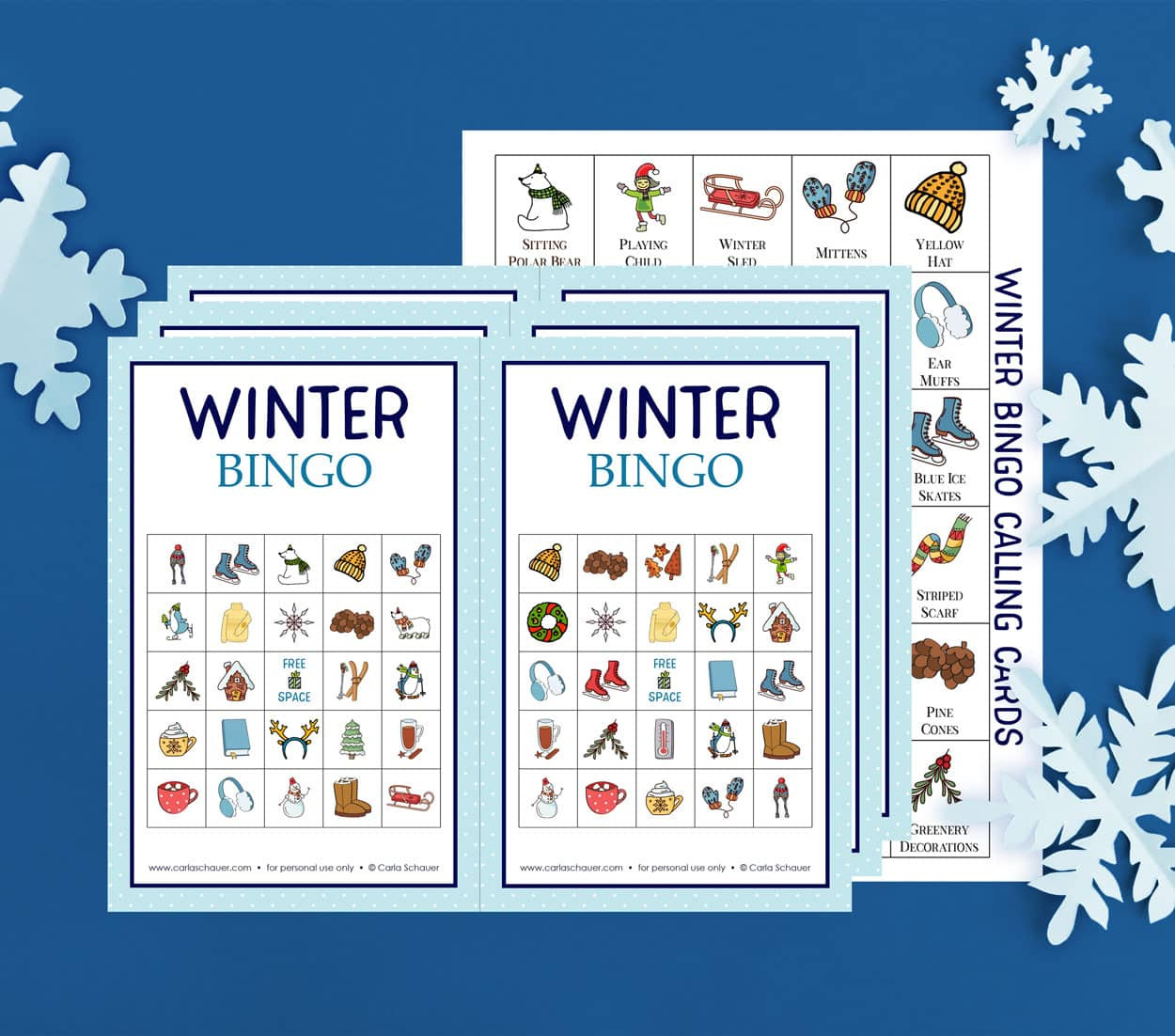 Free Printable Winter Bingo Cards (For Kids And Adults) - Carla intended for Winter Bingo Cards Free Printable