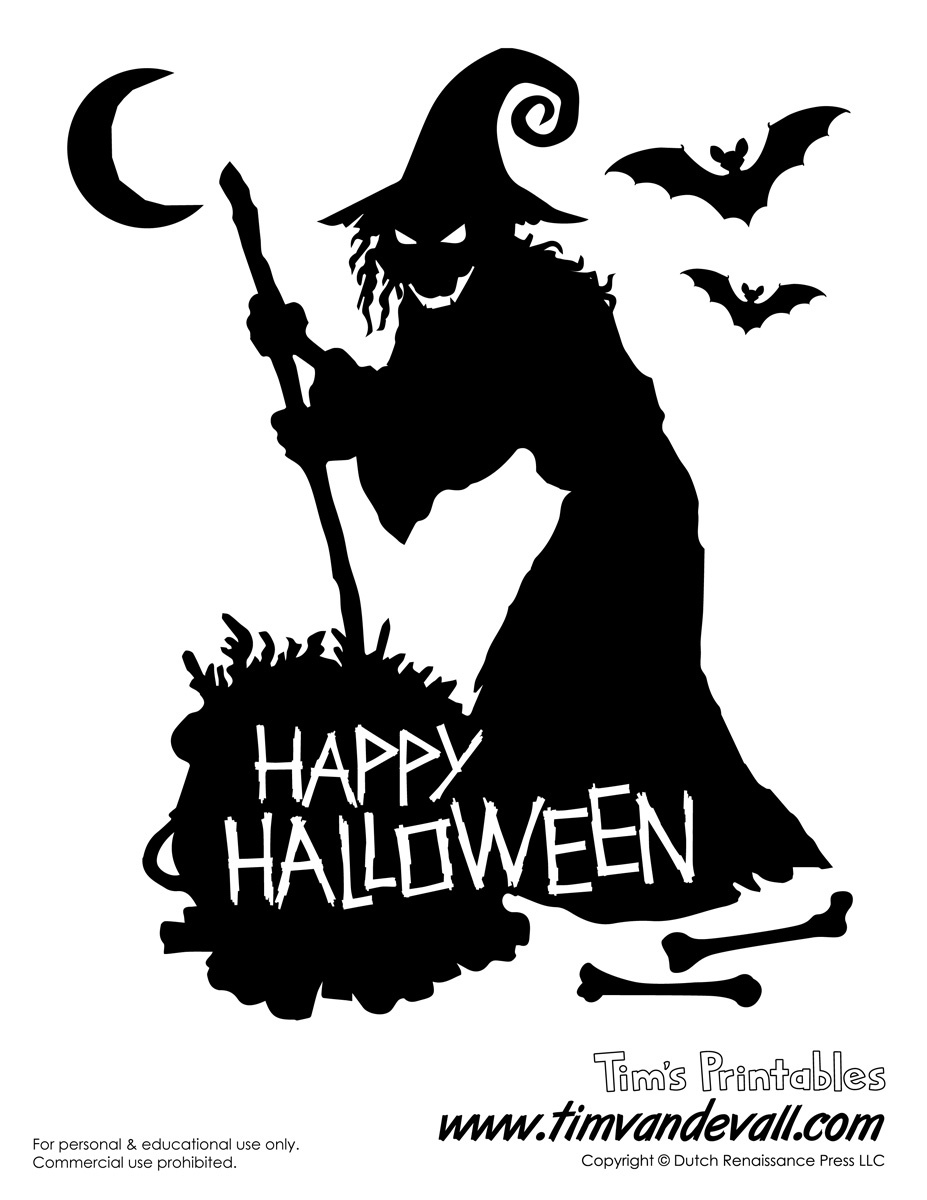 Free Printable Witch Silhouette For Halloween with Free Printable Pictures Of Witches