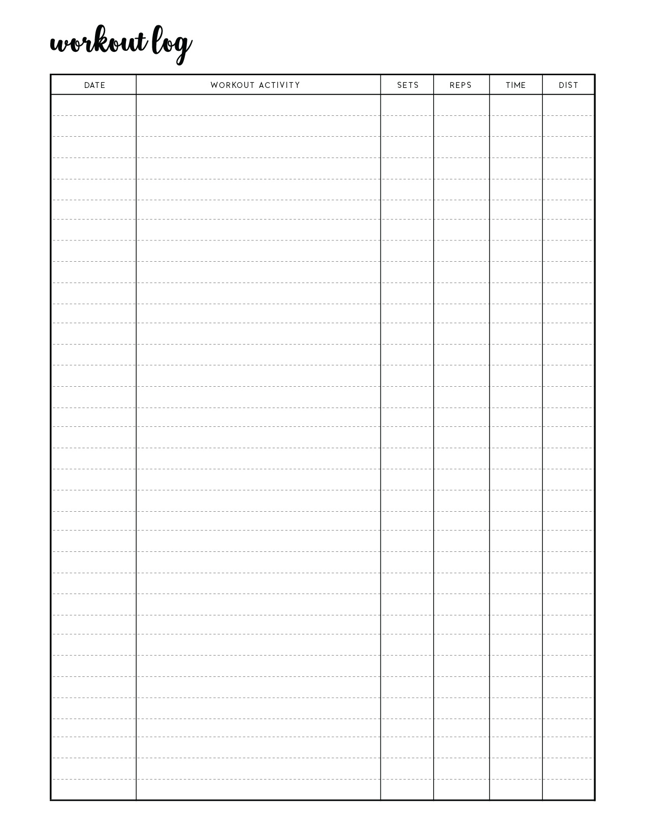 Free Printable Workout Log Sheets - World Of Printables throughout Free Printable Workout Log