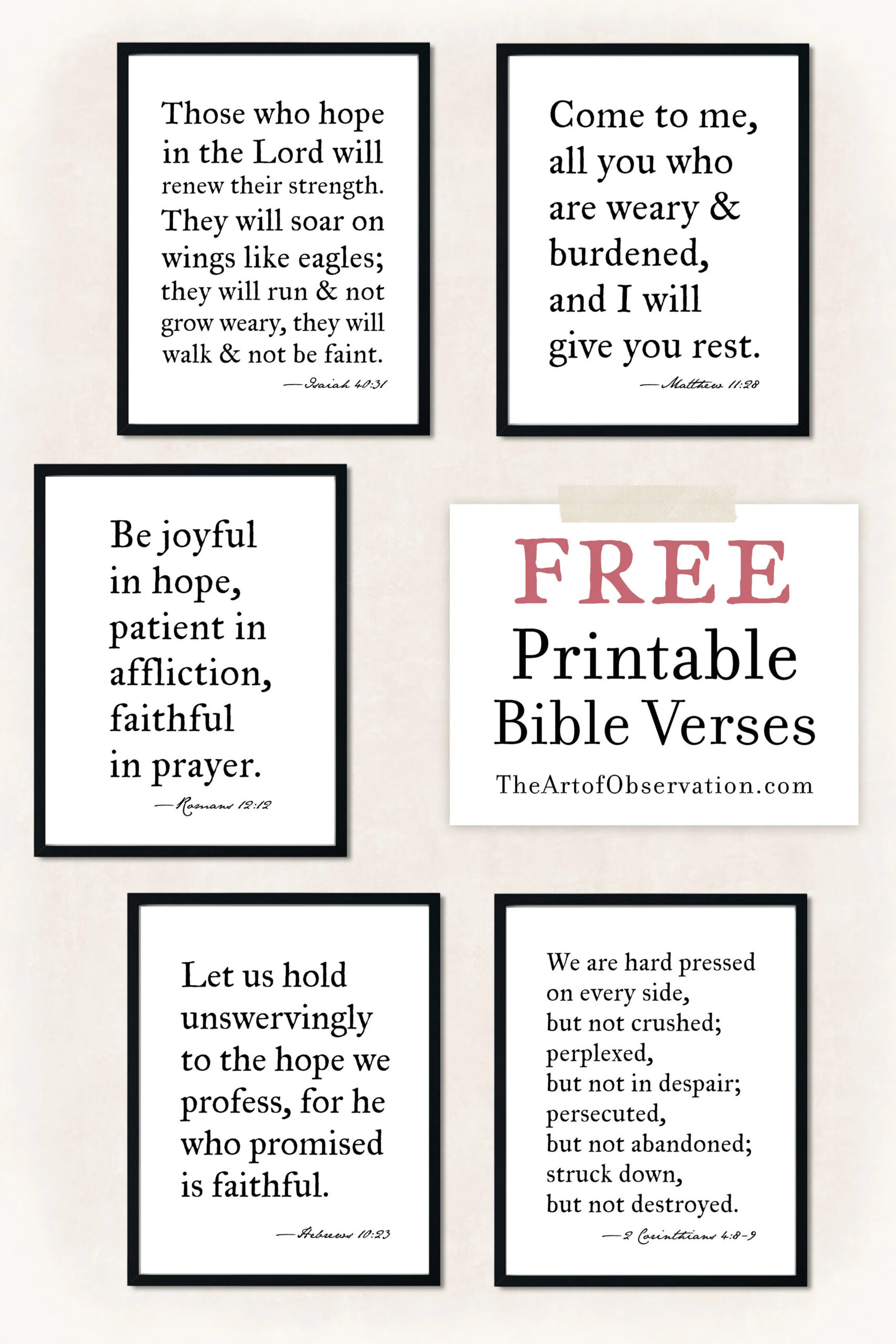 Free Printables: Bible Verse Wall Art — The Art Of Observation regarding Free Printable Bible Verses
