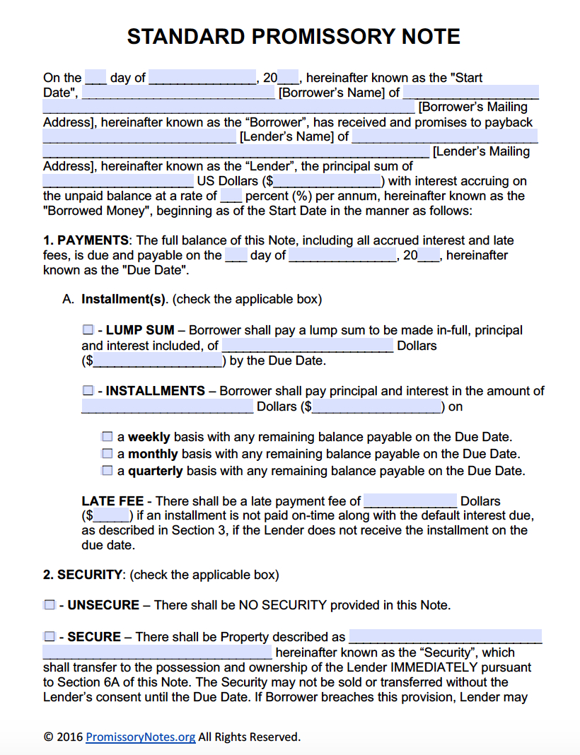 Free Promissory Note Template - Adobe Pdf &amp;amp; Microsoft Word in Free Printable Promissory Note Pdf