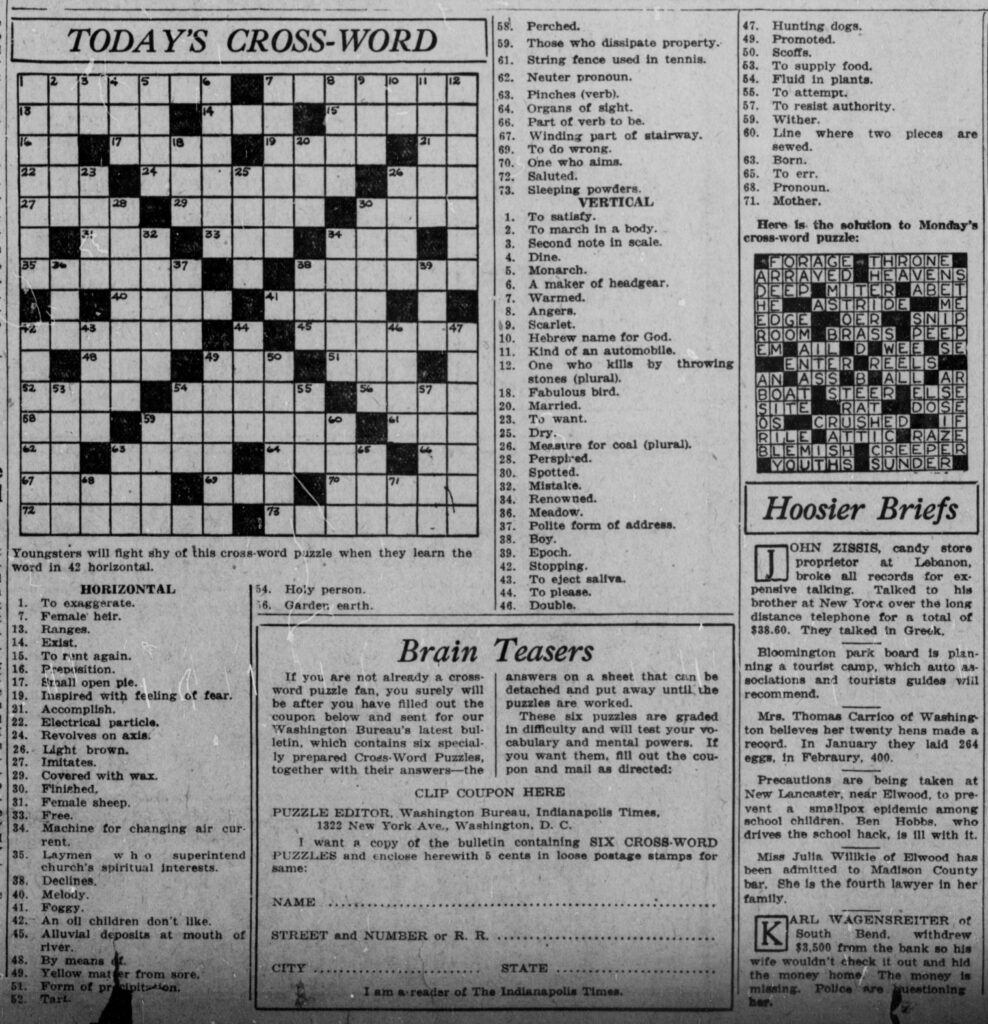 Free Puzzles: Word Cross, Crosswords, And Acrostics | Headlines throughout Printable Newspaper Crossword Puzzles For Free