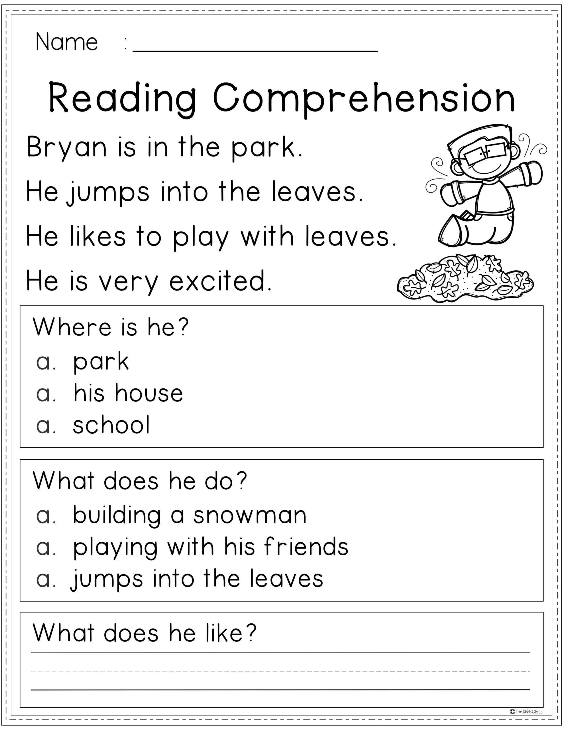 Free Reading Comprehension First Grade Reading Comprehension inside Free Reading Printables For 1St Grade