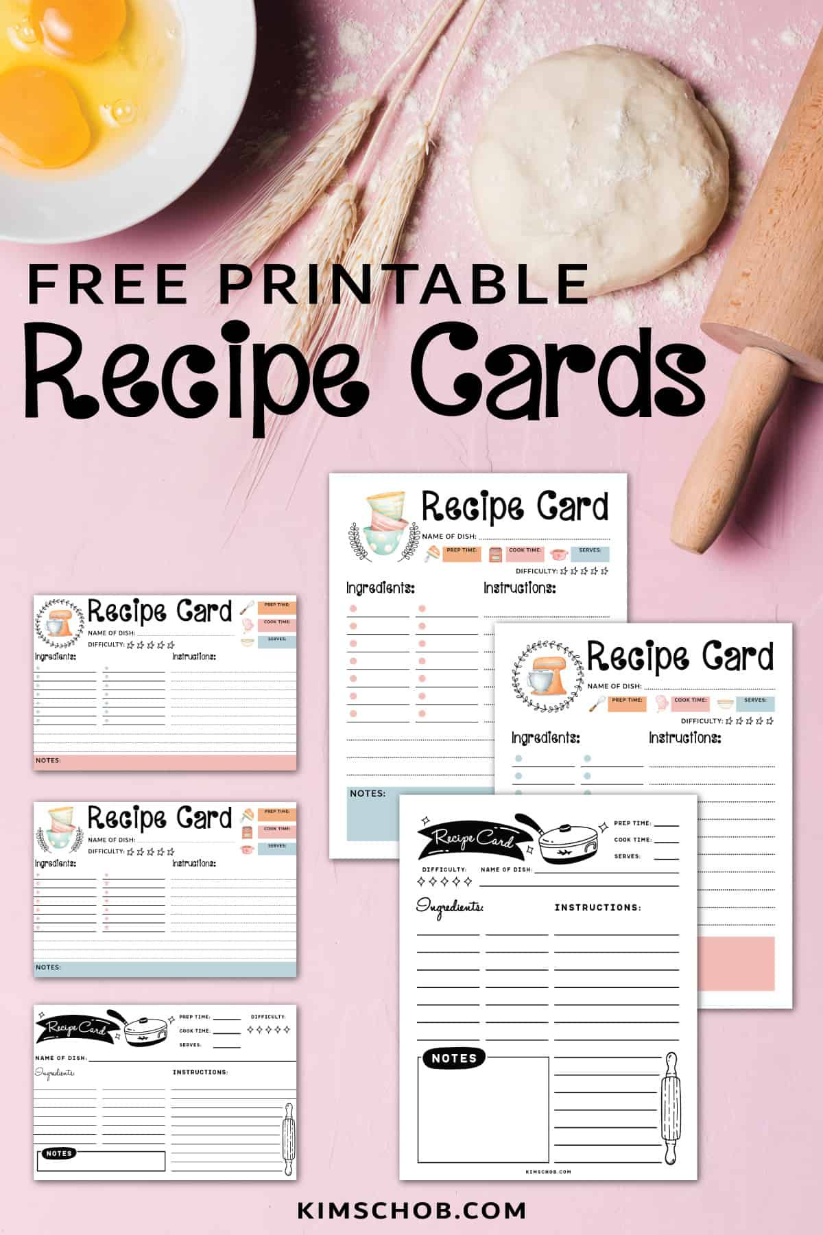 Free Recipe Card Printable - Kim Schob inside Free Printable Recipes