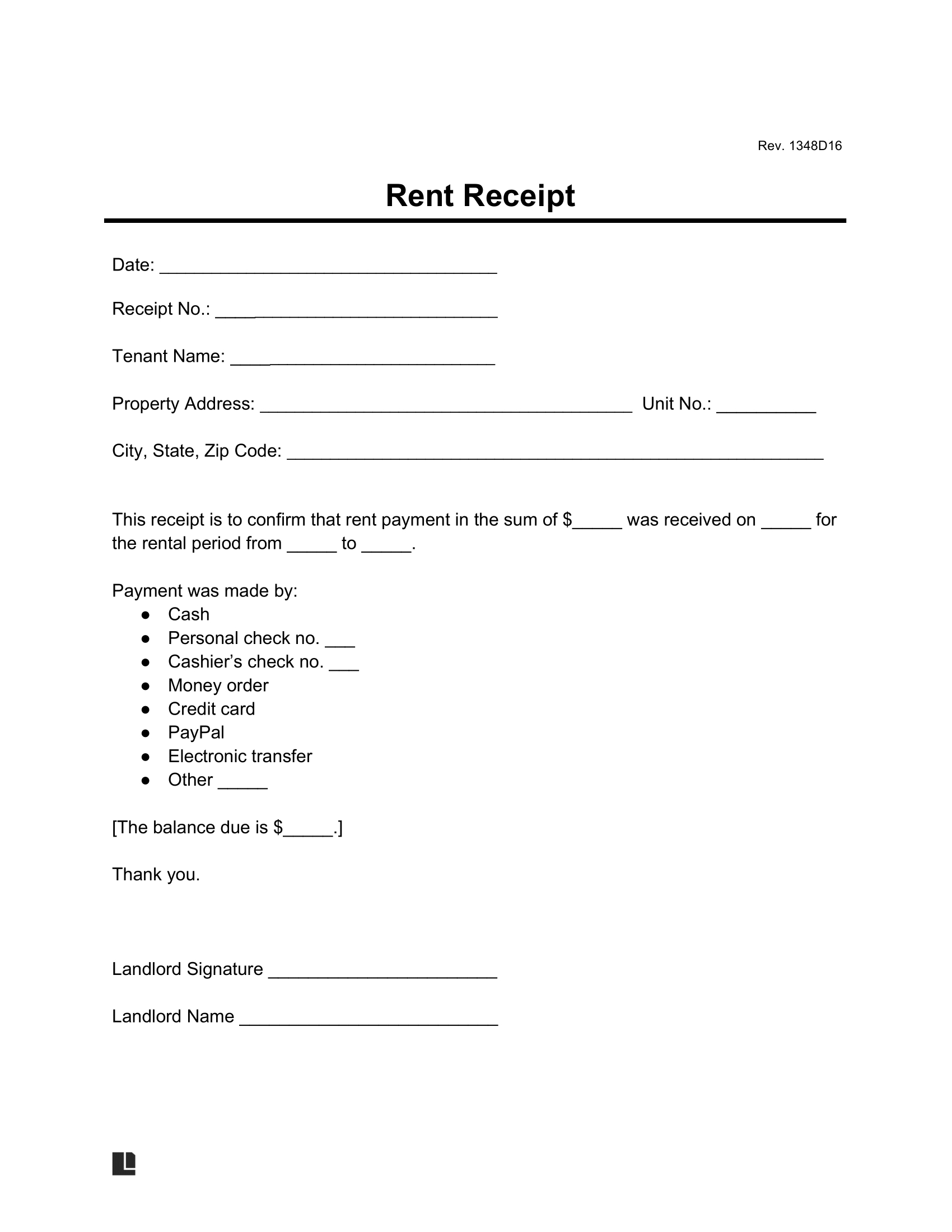 Free Rent Receipt Template | Pdf & Word for Free Printable Rent Receipt