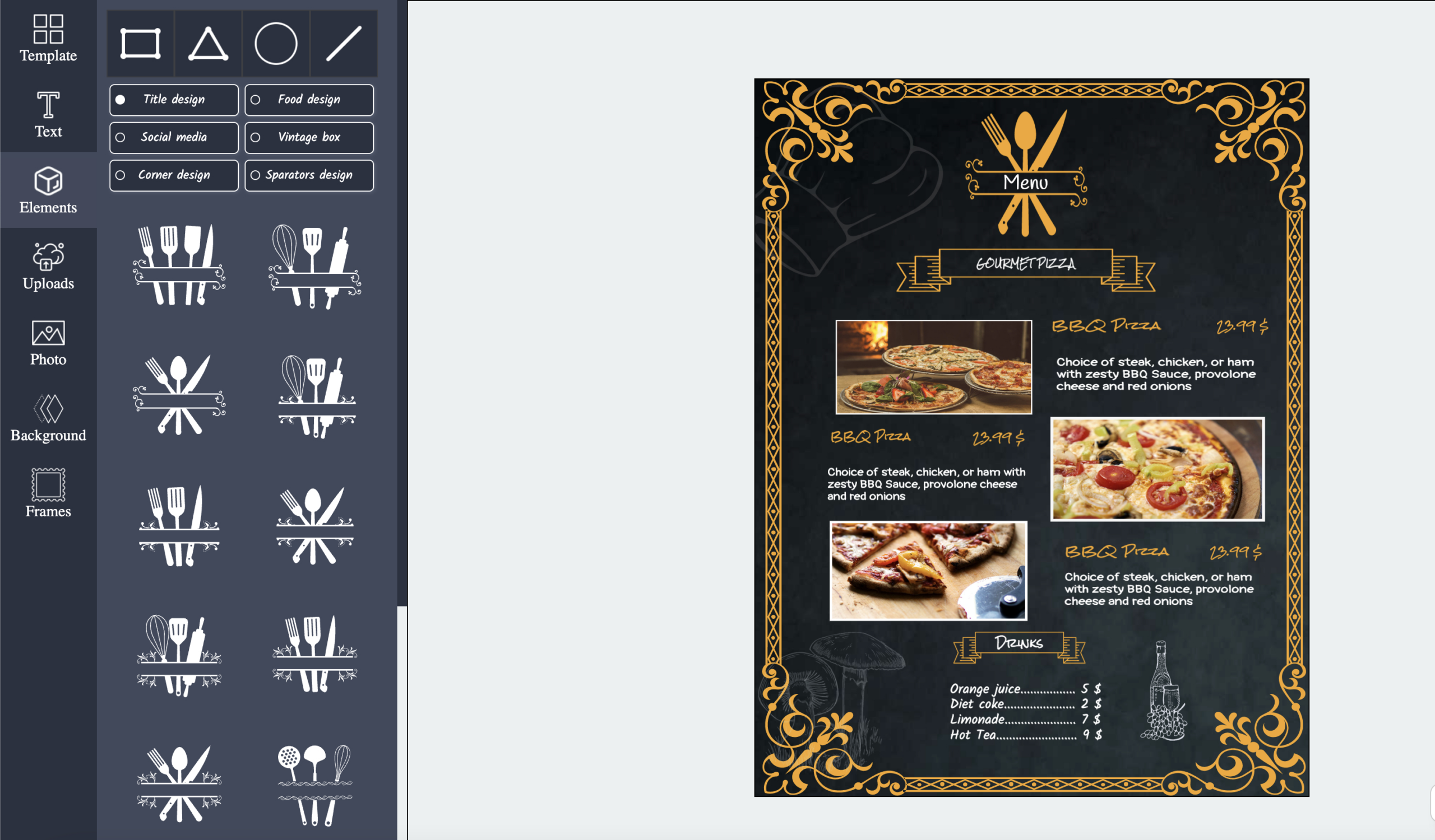 Free Restaurant Menu Maker With Online Templates | Imakemenu within Free Online Printable Menu Maker