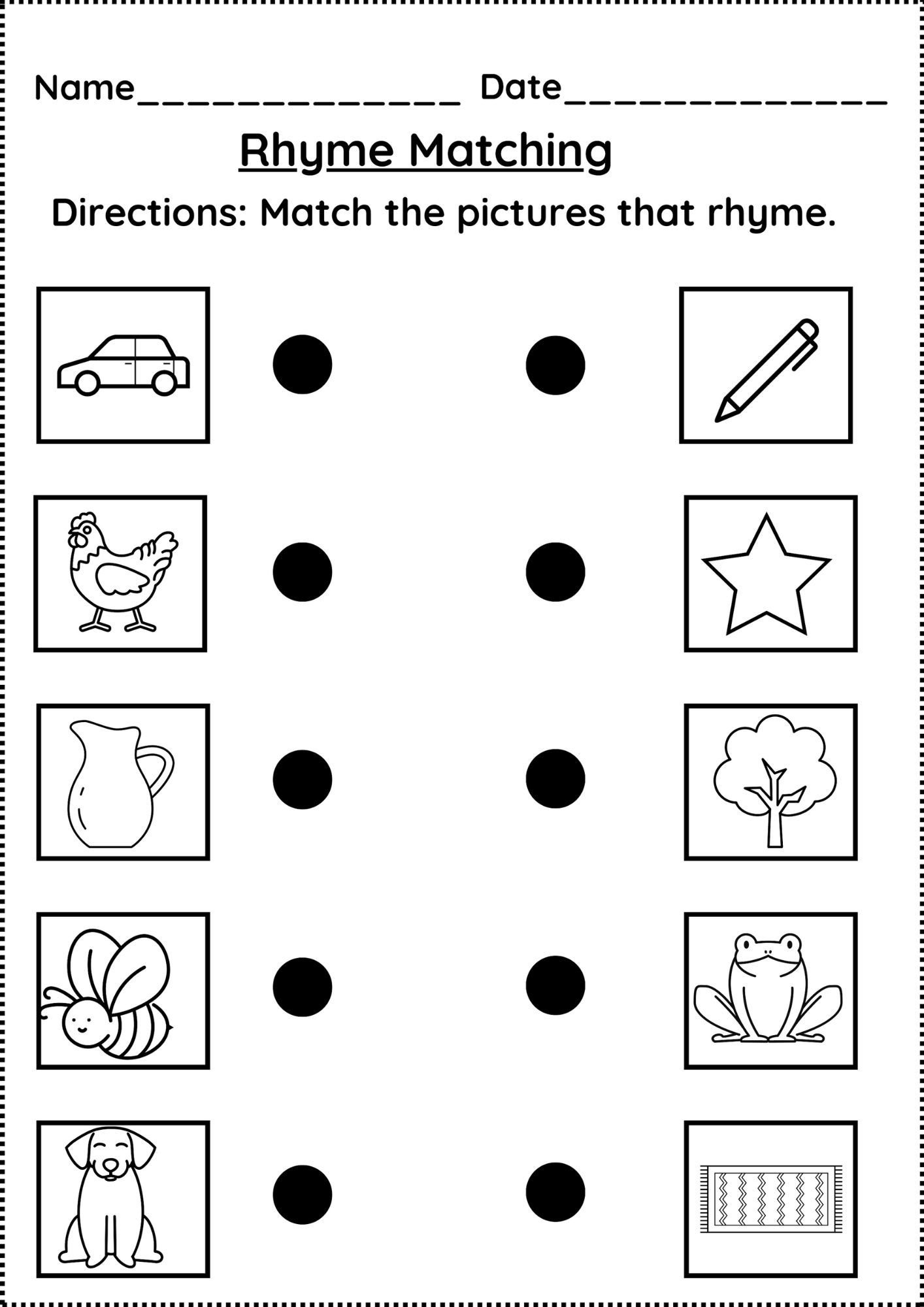 Free Rhyming Word Worksheet within Free Printable Rhyming Words