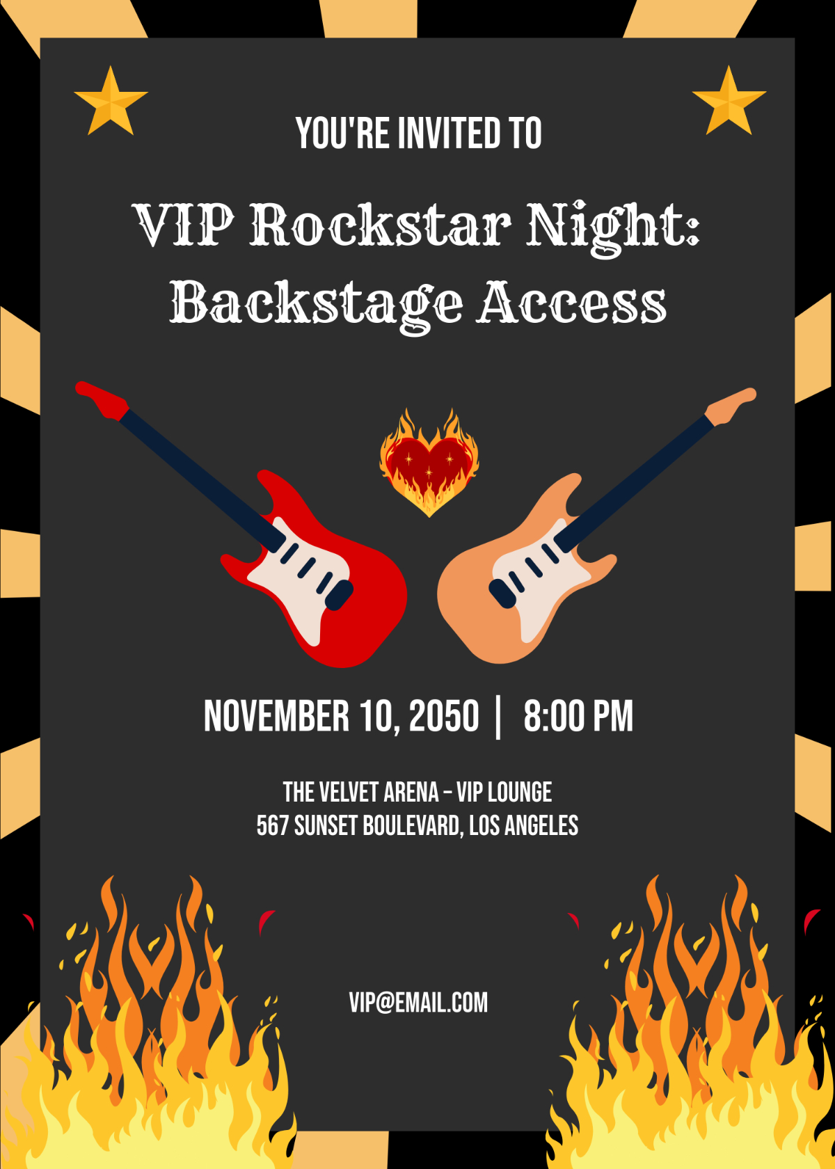 Free Rockstar Theme Vip Invitation Template To Edit Online throughout Free Printable Rockstar Birthday Invitations