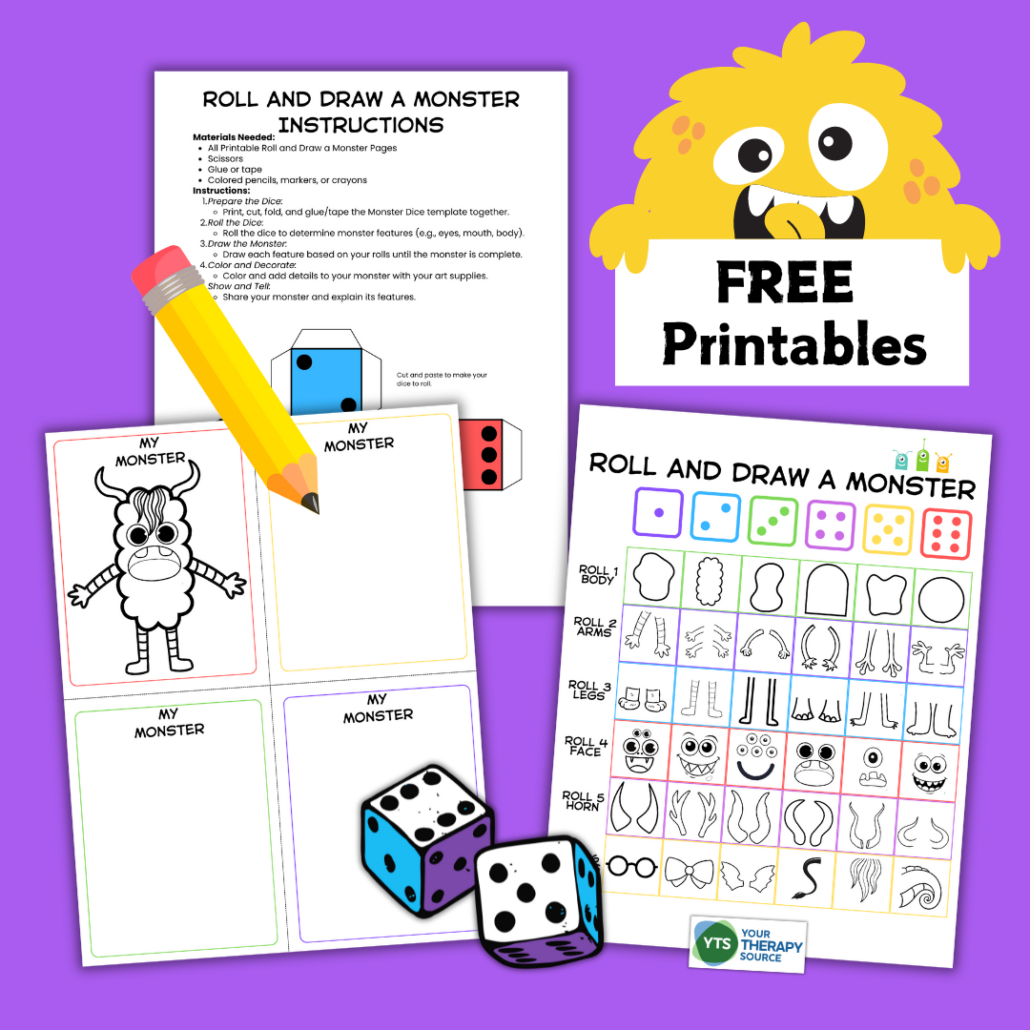 Free Roll A Monster Printable - Your Therapy Source throughout Roll A Monster Free Printable