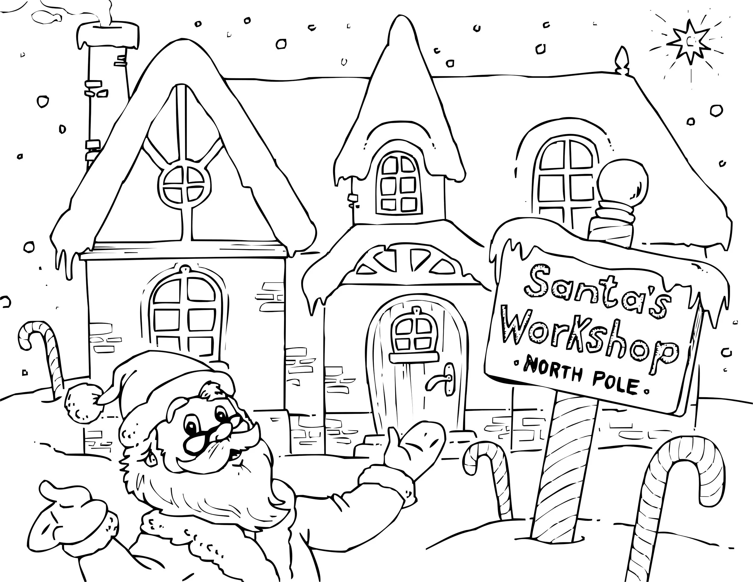 Free Santa'S Workshop Coloring Pages & Printable Elf Application within Santa Coloring Pages Printable Free