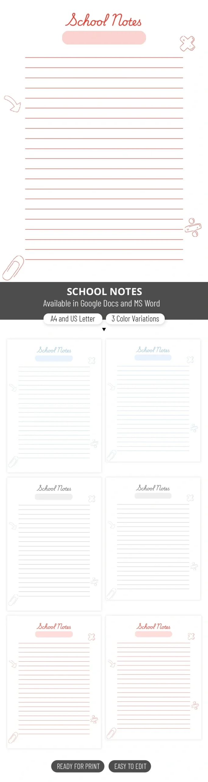 Free School Note Template In Google Docs And Microsoft Word pertaining to Free Printable School Notes