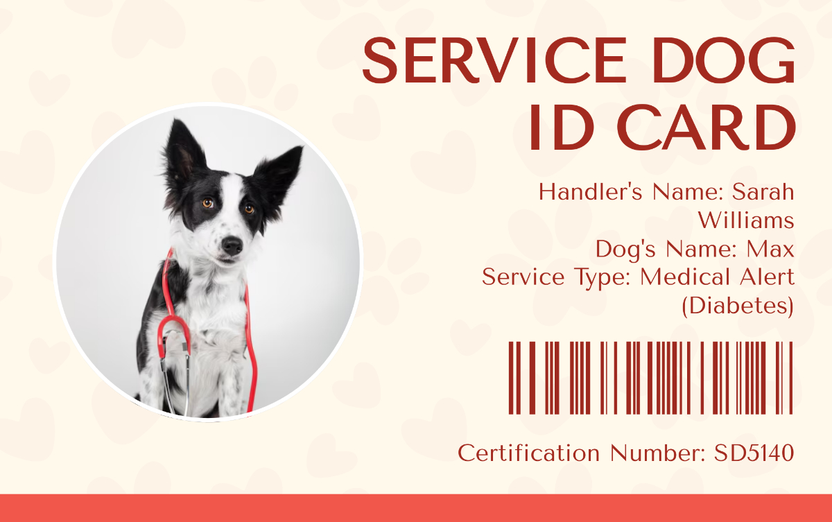 Free Service Dog Id Card Templates, Editable And Printable inside Free Printable Service Dog