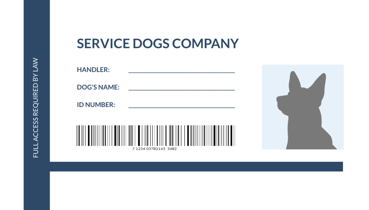 Free Service Dog Id Card Templates, Editable And Printable with Free Printable Service Dog