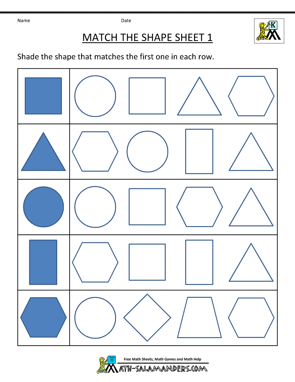 Free Shape Worksheets Kindergarten within Shapes Worksheets Printable Free