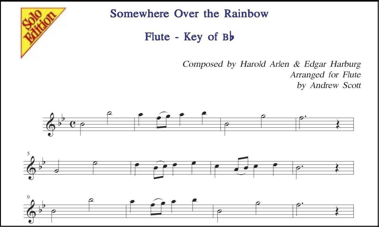 Free Sheet Music For The Flute - Somewhere Over The Rainbow pertaining to Free Printable Flute Sheet Music