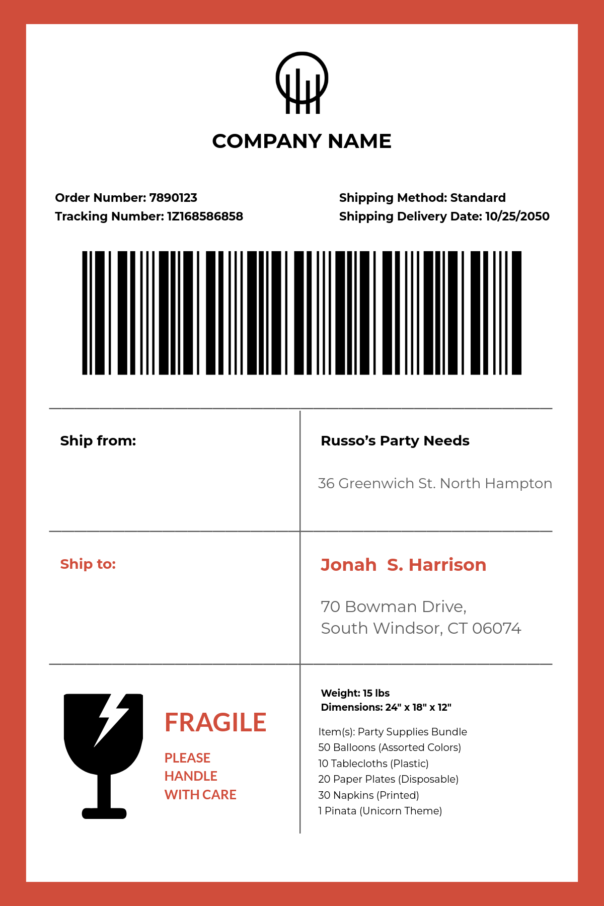 Free Shipping Label Templates, Editable And Printable within Free Printable Shipping Label Template