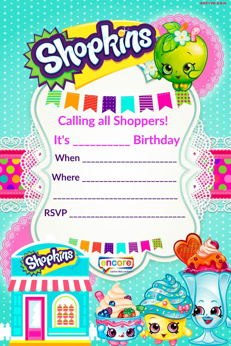 Free Shopkins Invitation Template – Suitable For Food Parties with Free Printable Shopkins Birthday Invitations