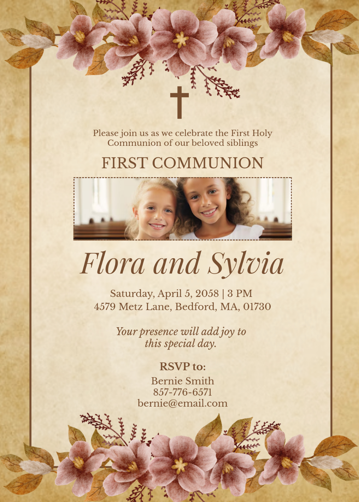 Free Sibling First Communion Invitation Template To Edit Online intended for Free Printable First Communion Invitation Templates