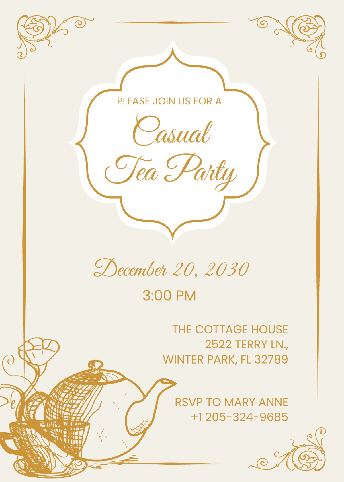 Free Simple Tea Party Invitation Template To Edit Online with Free Printable Vintage Tea Party Invitations