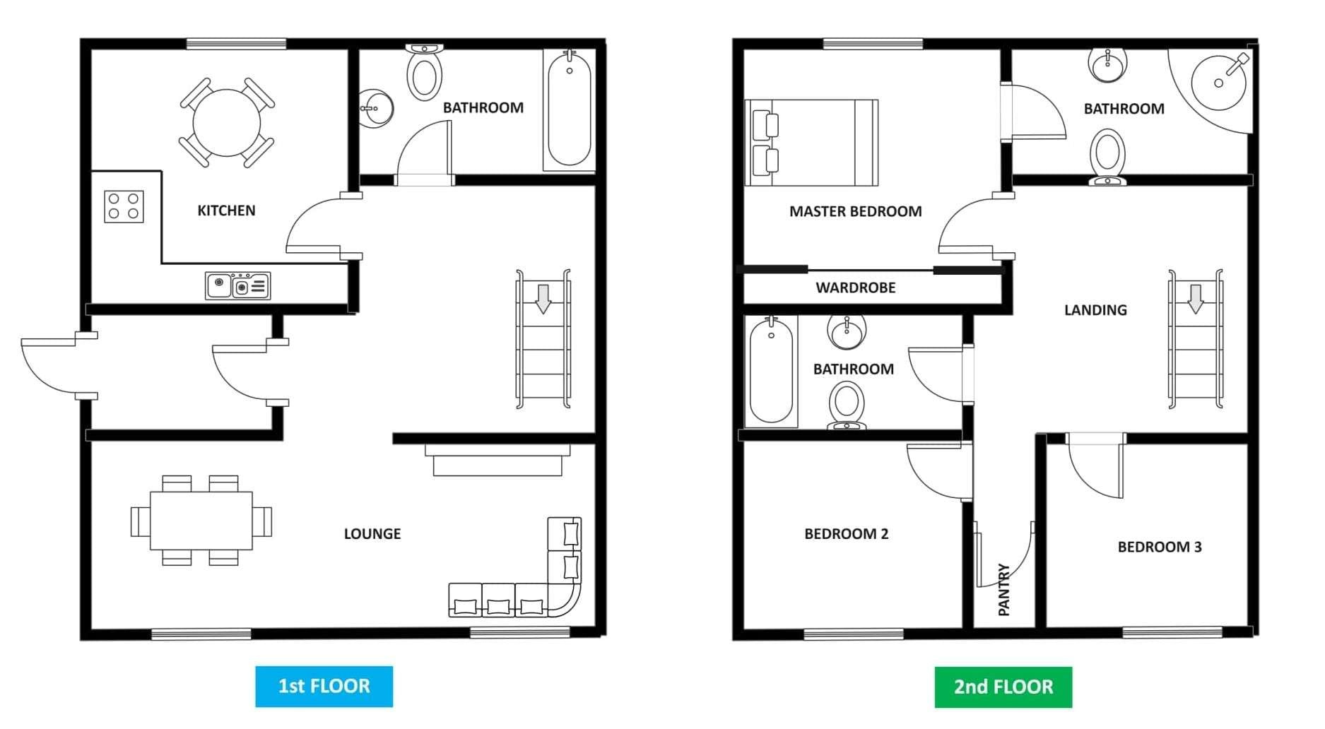 Free Simple Two-Story House Plans with Free Printable Small House Plans