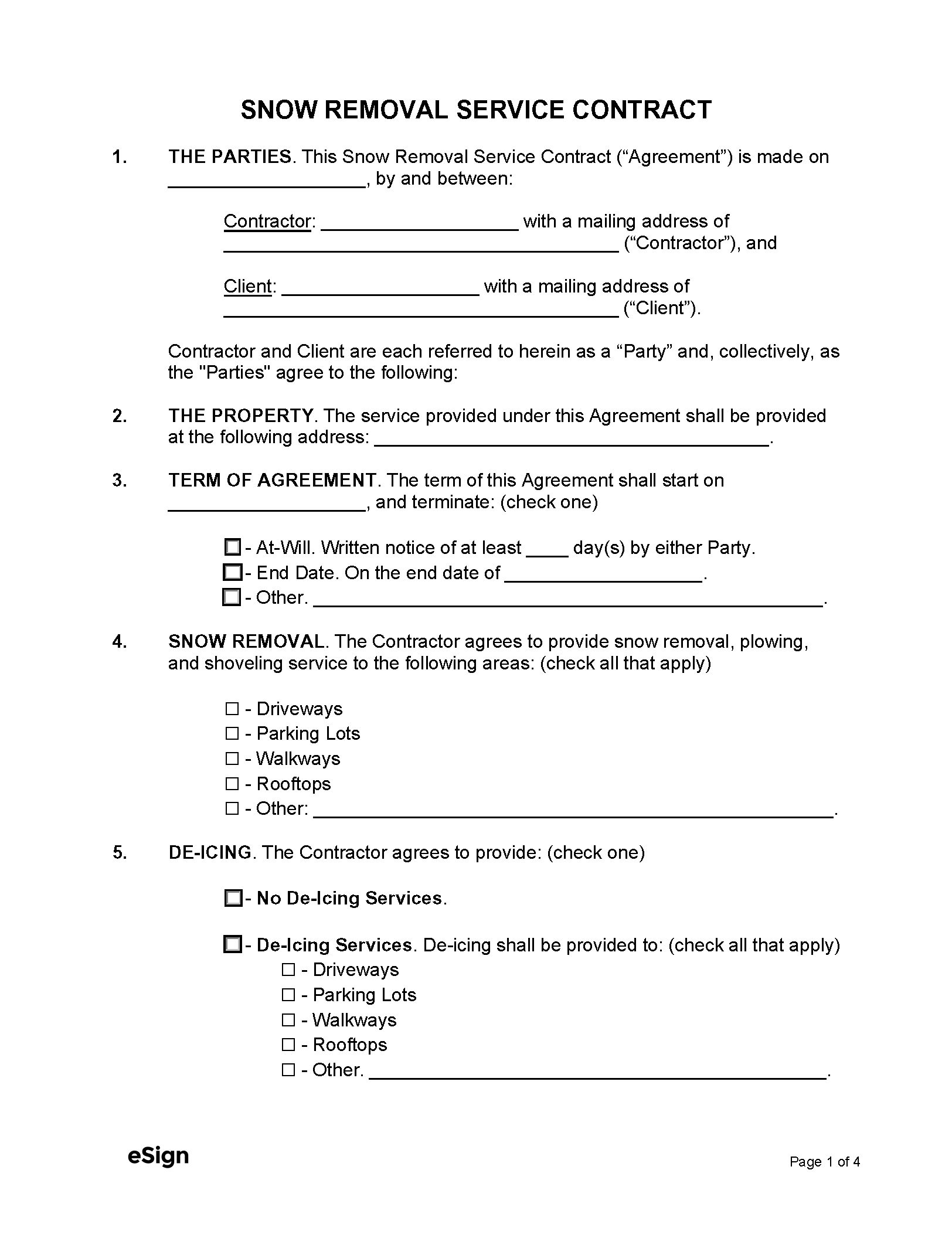 Free Snow Removal Contract Template | Pdf | Word with Free Printable Snow Removal Contract