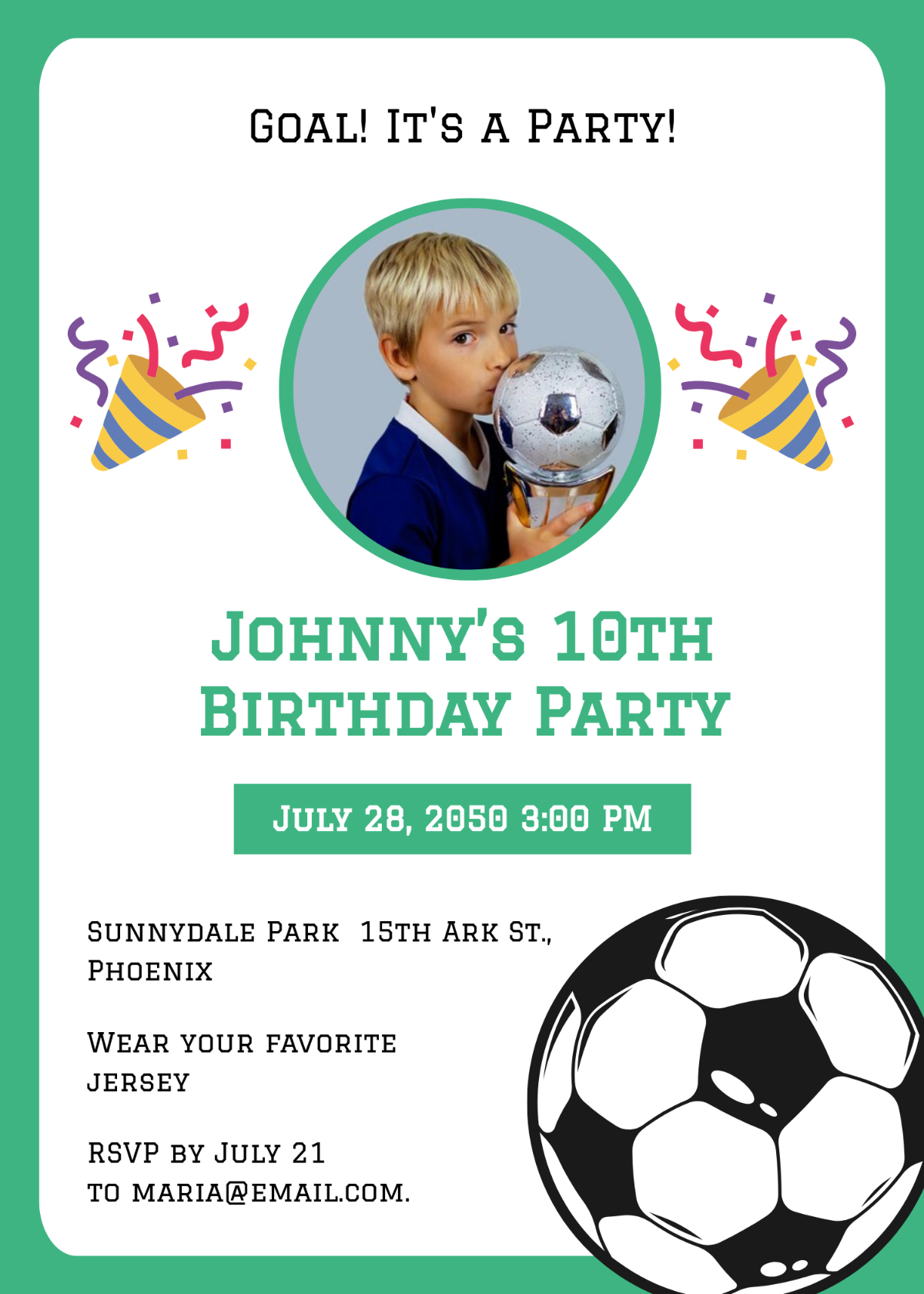 Free Soccer Birthday Party Invitation Template To Edit Online throughout Free Printable Soccer Birthday Invitations