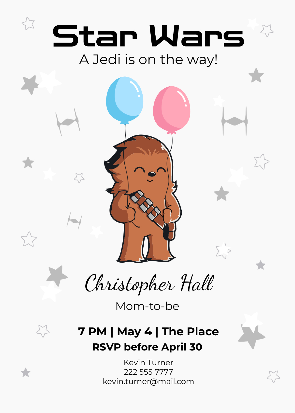 Free Star Wars Baby Shower Invitation Template To Edit Online inside Free Printable Star Wars Baby Shower Invites