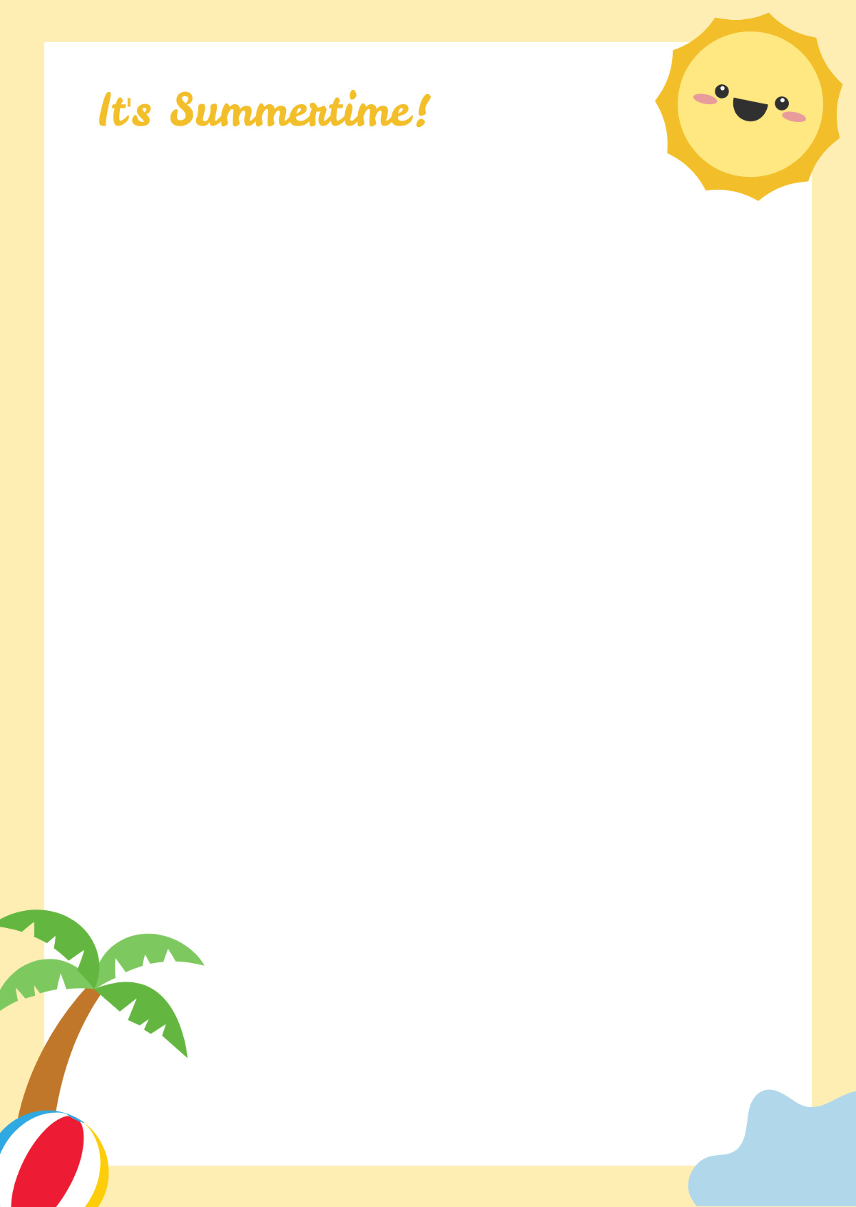 Free Summer Page Border Template To Edit Online throughout Free Printable Summer Borders