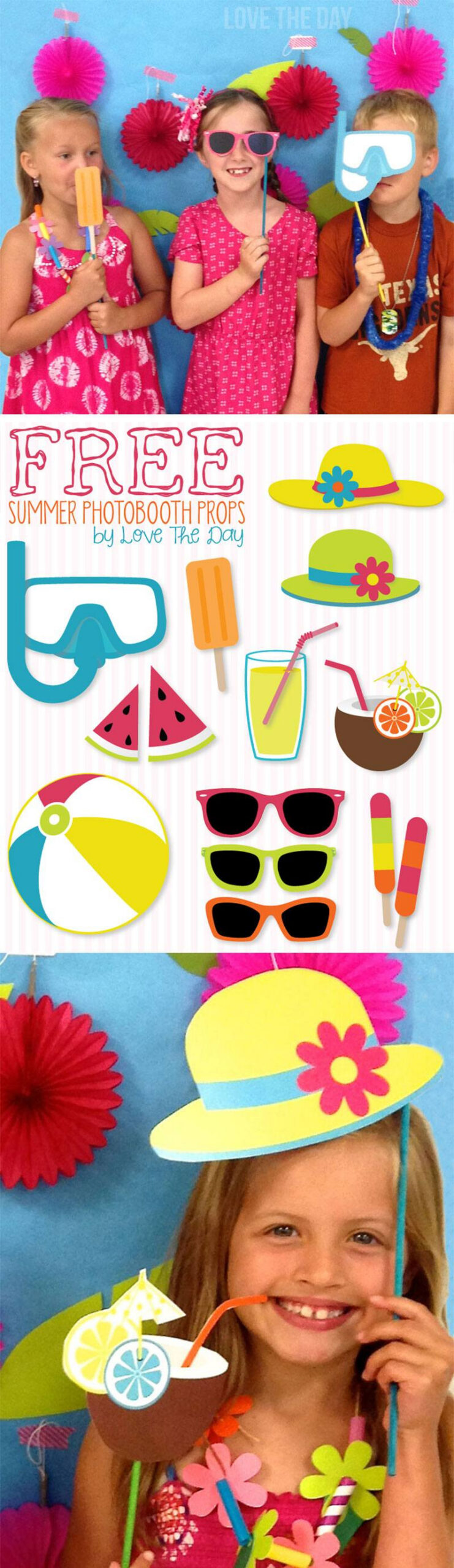 Free Summer Photobooth Props Printableslove The Day with regard to Hawaiian Photo Booth Props Printable Free