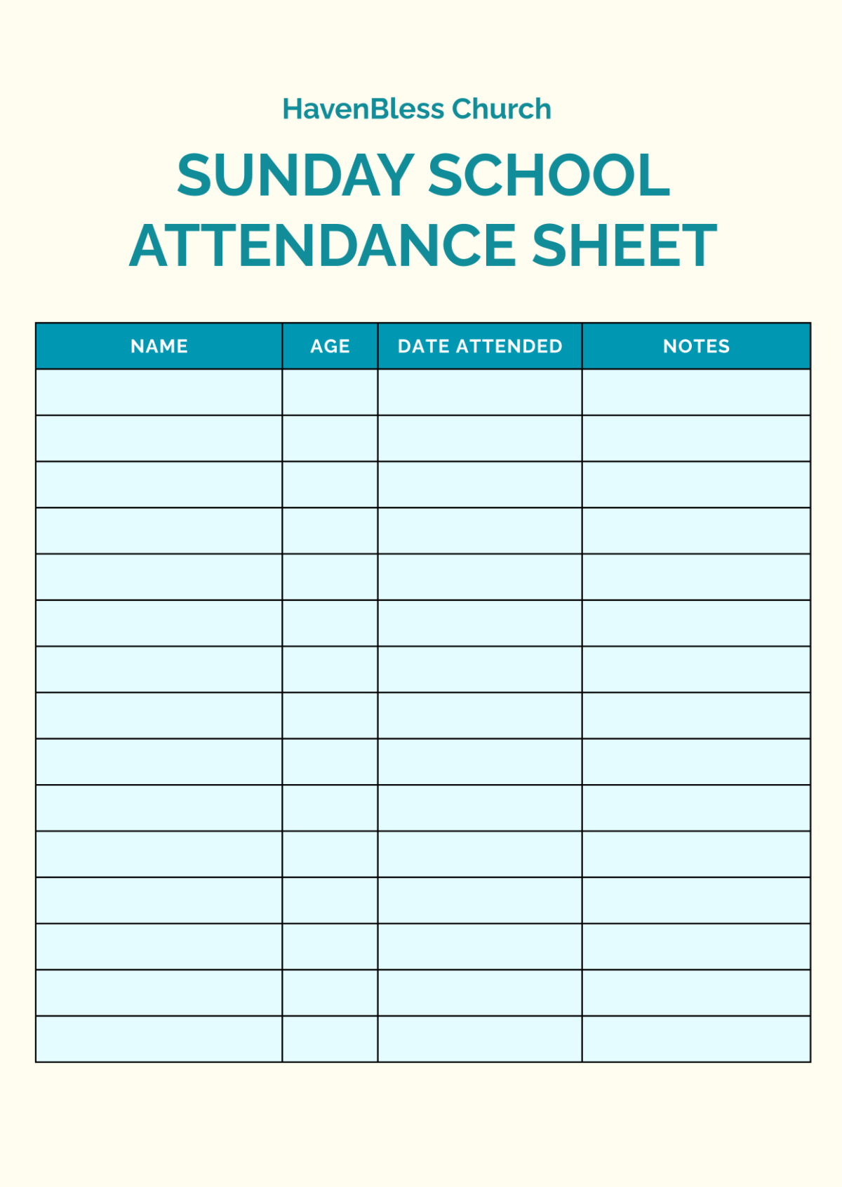 Free Sunday School Attendance Sheet Template To Edit Online throughout Sunday School Attendance Chart Free Printable
