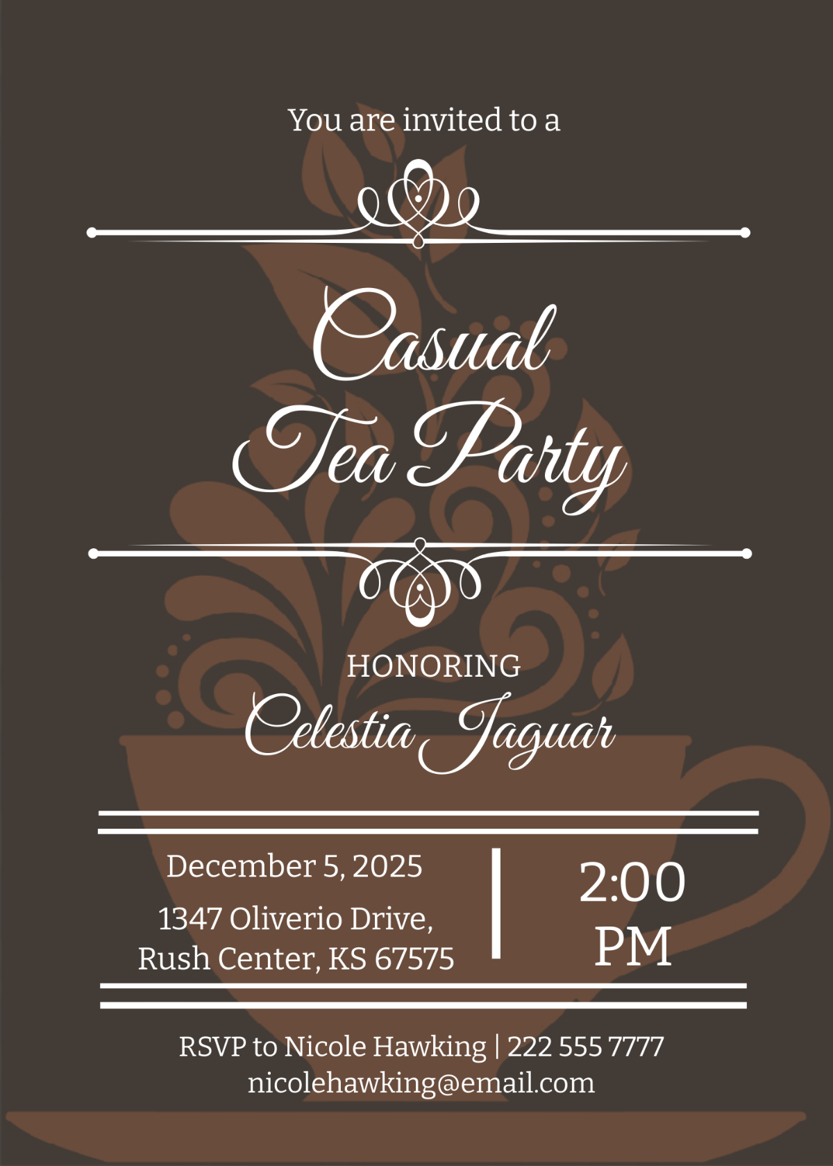 Free Tea Party Invitation Templates, Editable And Printable with Free Printable Kitchen Tea Invitation Templates