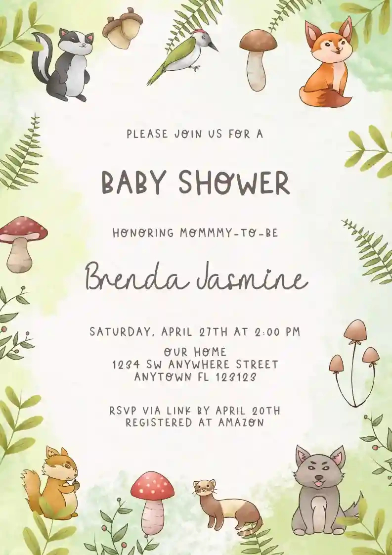 Free Template Free Printable Woodland Baby Shower Invitations for Free Woodland Baby Shower Printables
