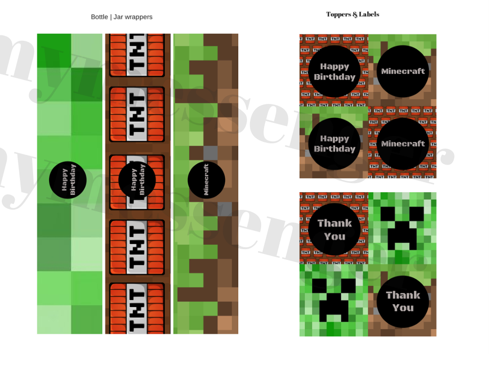 Free Template Minecraft Banner &amp;amp; Toppers – Baby Shower Ideas 4U within Free Printable Minecraft Cupcake Toppers And Wrappers