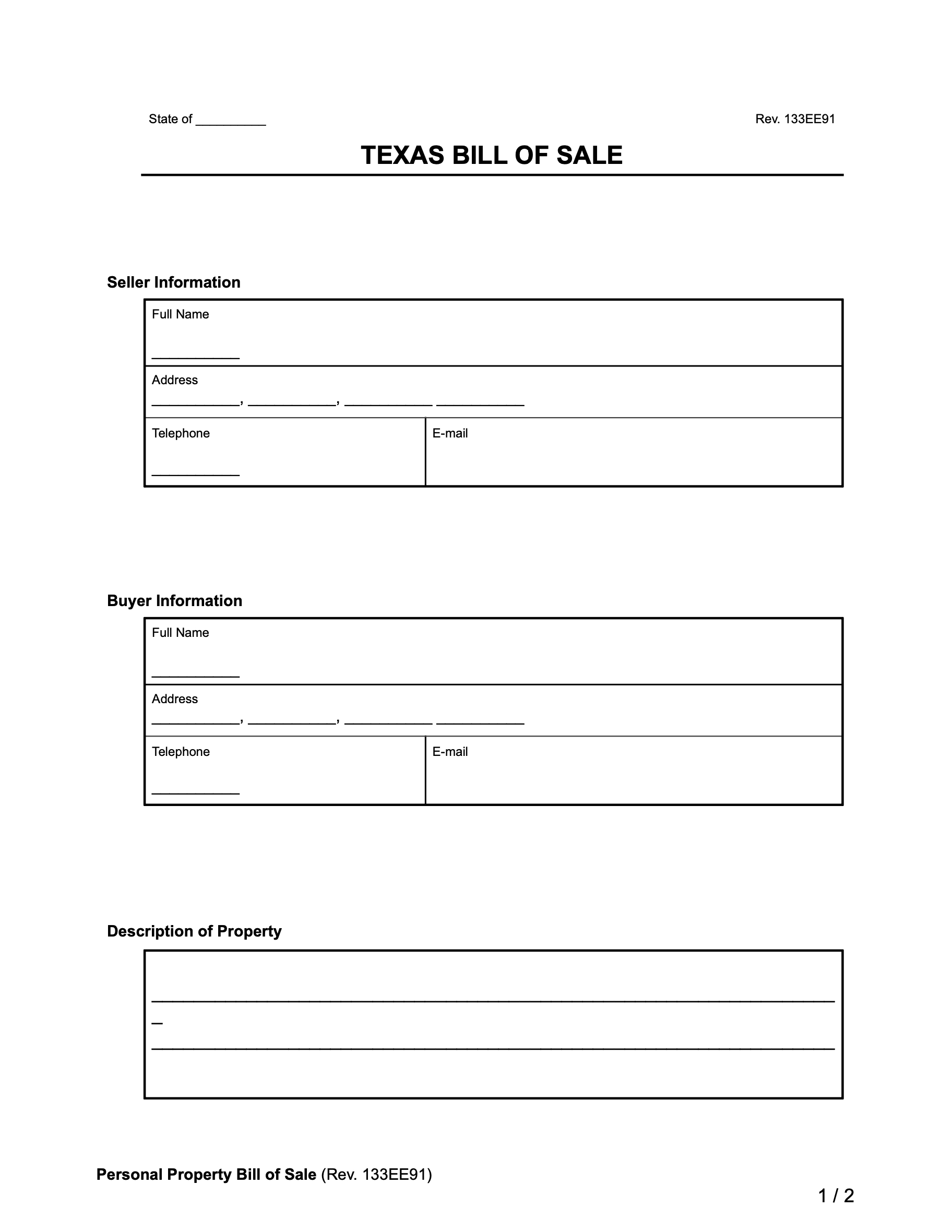 Free Texas Bill Of Sale Forms | Pdf & Word inside Free Printable Texas Bill Of Sale Form