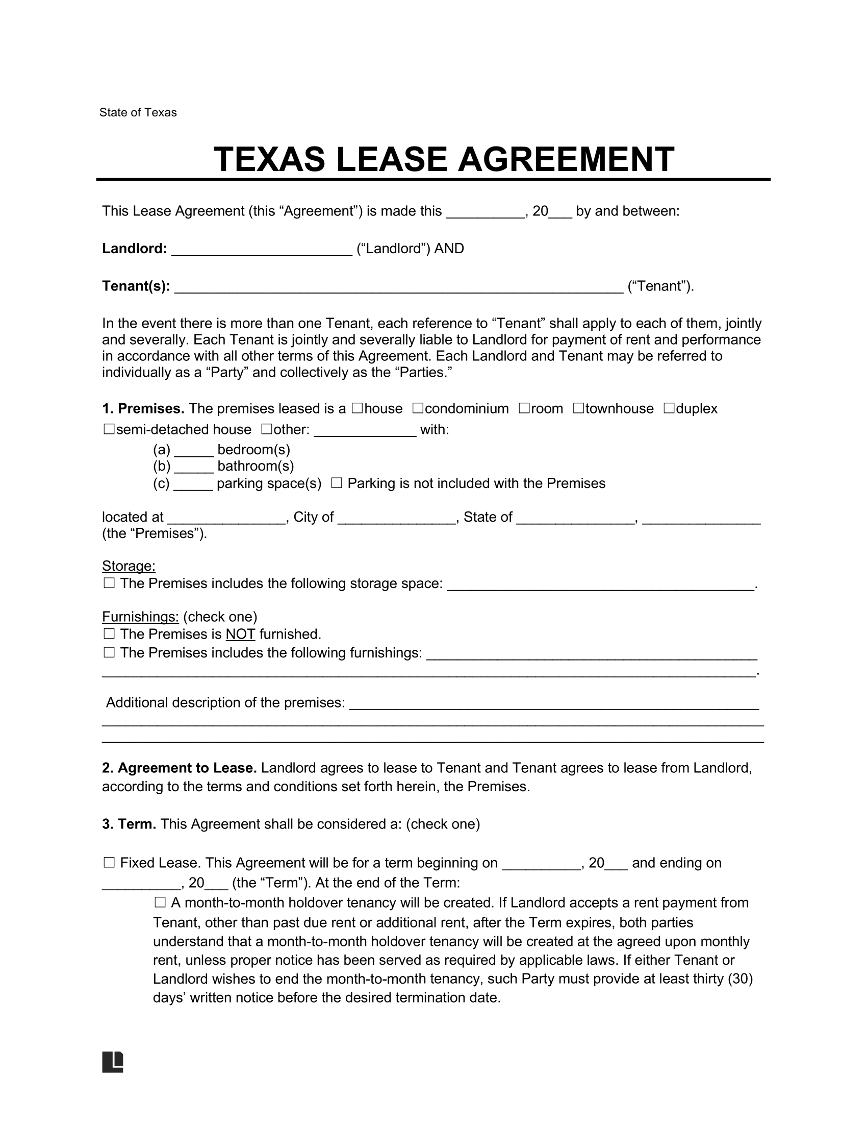 Free Texas Lease Agreement Template | Pdf &amp; Word regarding Free Printable Lease Agreement Texas