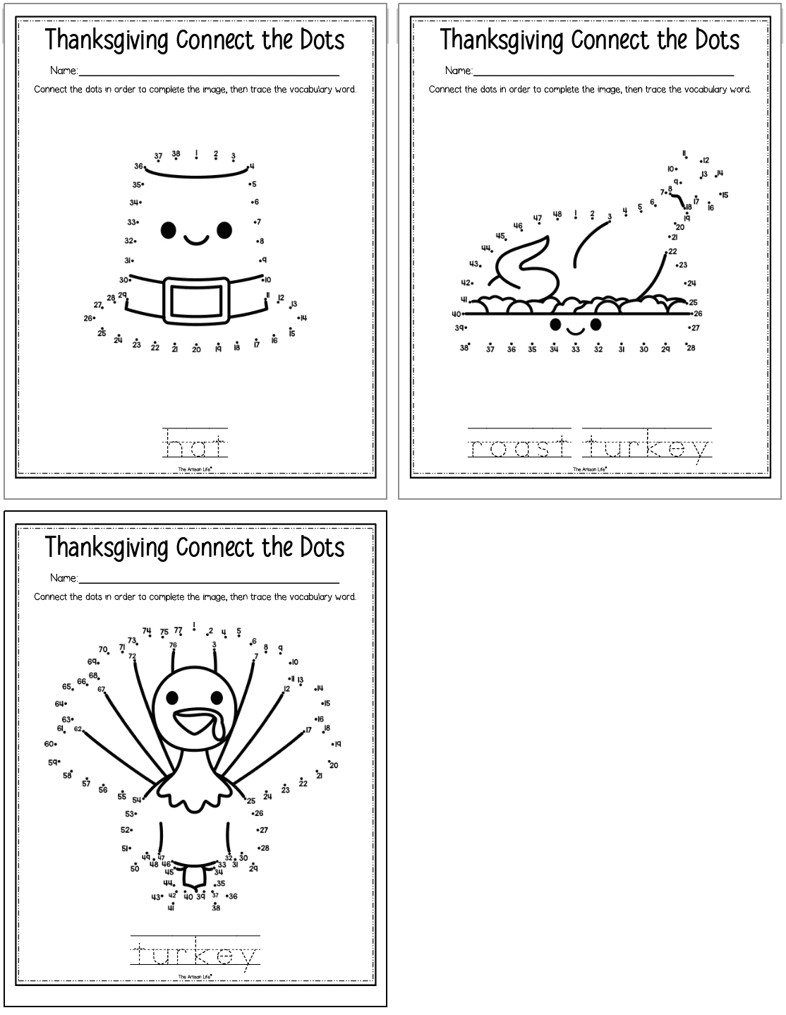 Free Thanksgiving Connect The Dots Printables - The Artisan Life with regard to Free Thanksgiving Printables Dot To Dot
