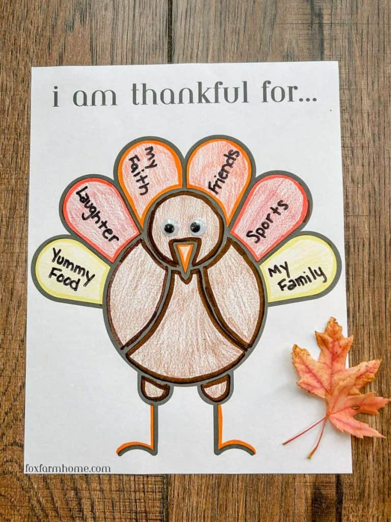 Free Thanksgiving &amp;quot;I Am Thankful For&amp;quot; Printable - Fox Farm Home for Free Printable Thanksgiving Activities For Preschoolers