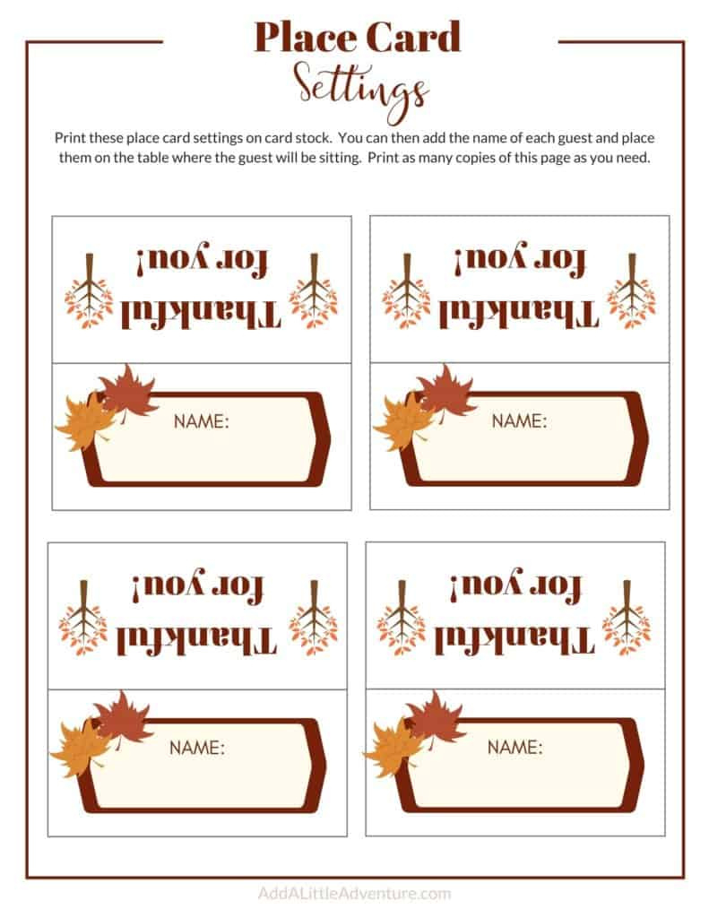 Free Thanksgiving Place Cards Printable - Printable Party Favors pertaining to Free Thanksgiving Printables Place Cards