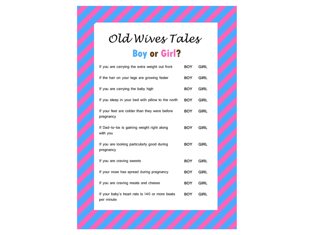 Free The Old Wives Tale Gender Reveal Baby Shower Game - Magical with Free Printable Gender Reveal Games
