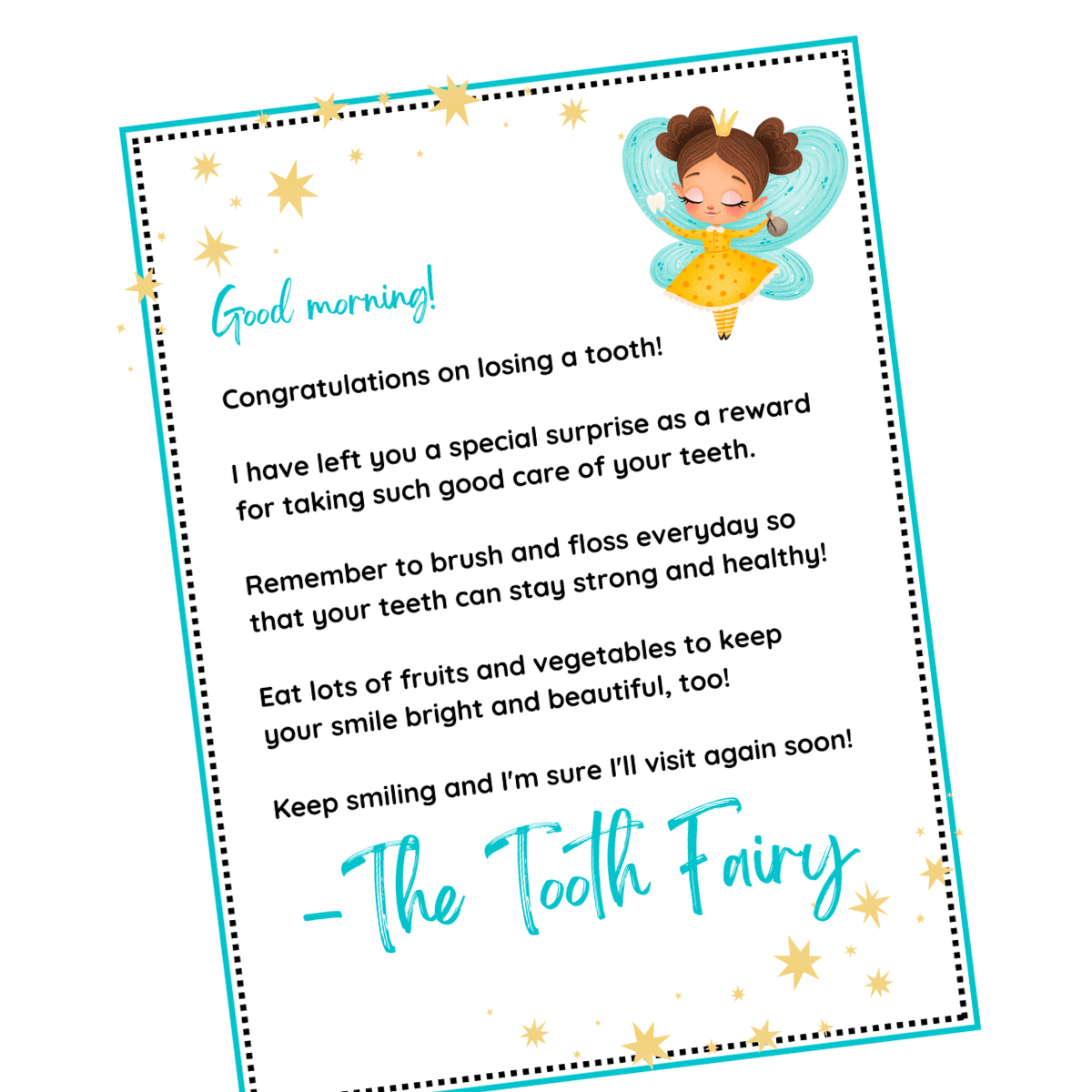 Free Tooth Fairy Letter Printable Your Kid Will Love with Free Printable Tooth Fairy Pictures