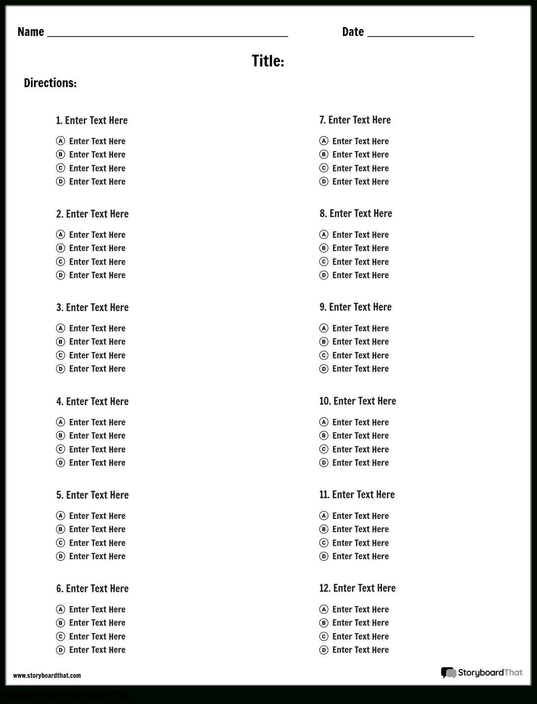 Free Two Column Multiple Choice Worksheet Template - Worksheets regarding Free Printable Multiple Choice Worksheets