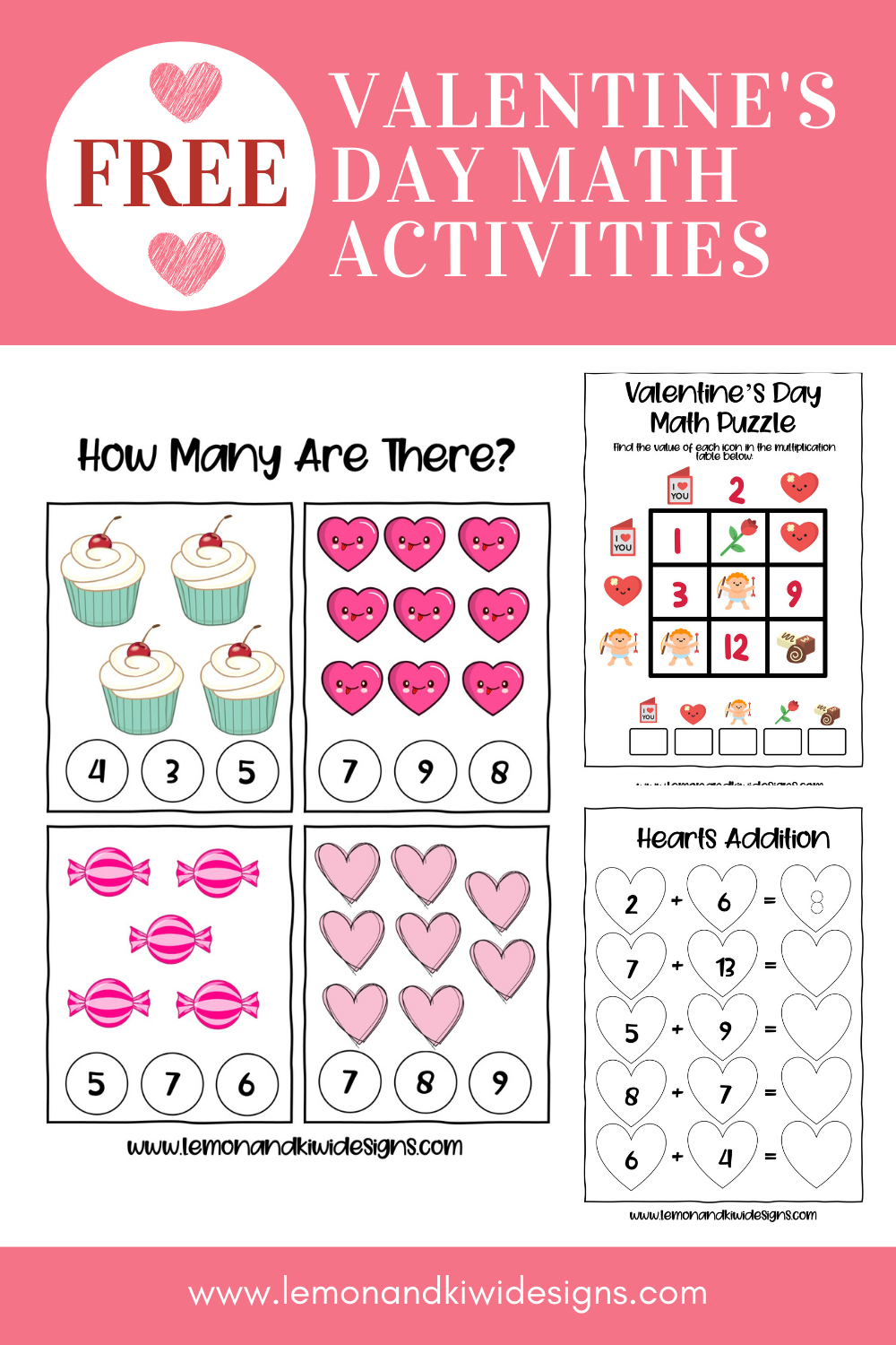 Free Valentines Day Math Activities {Printable Book} - Lemon And for Free Valentine Math Worksheets And Printables